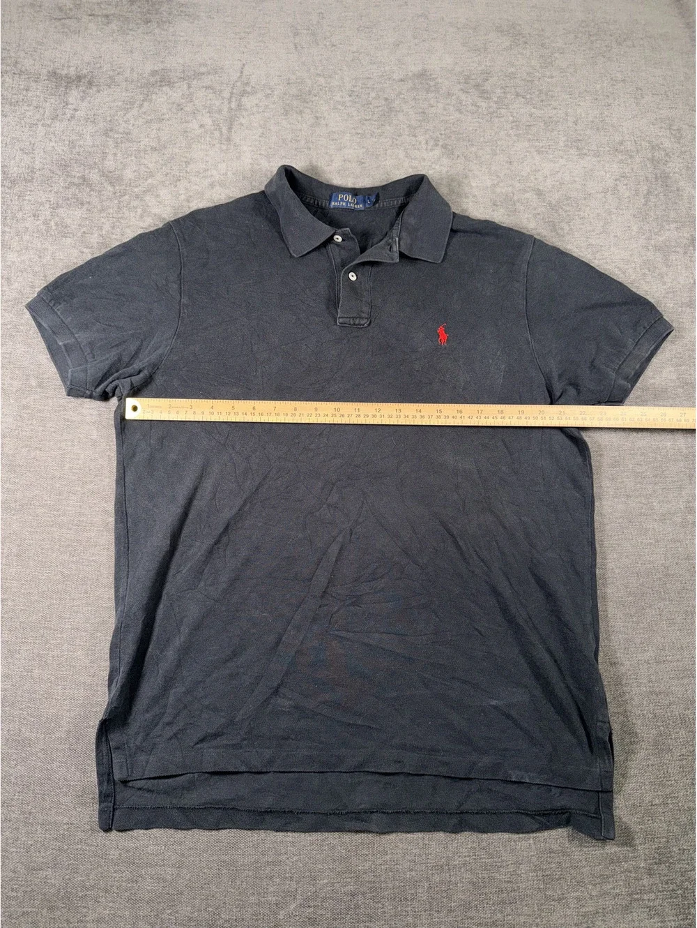 Polo Ralph Lauren Classic Black Polo Shirt with Red Logo - Size Large